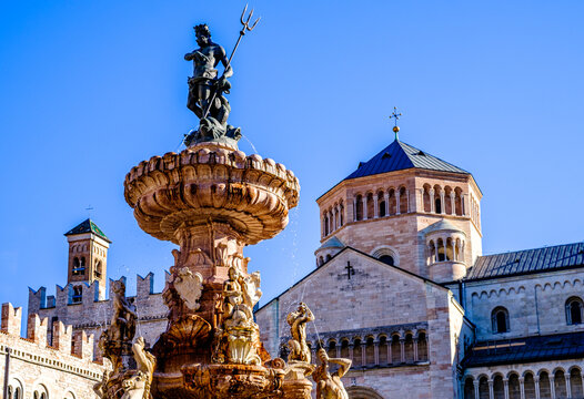 historic buildings at the old town of Trento - Trentino in italy