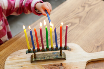 Jewish holiday Hanukkah background. Selective focus
