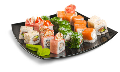 Maki-sushi on black plate