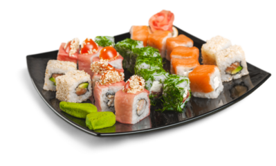 Maki-sushi on black plate