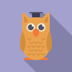 Owl knowledge icon flat vector. University college. School building