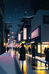 AI-generated Image Of A Winter Busy Street In Tokyo