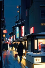 Obraz premium AI-generated Image Of A Winter Busy Street In Tokyo
