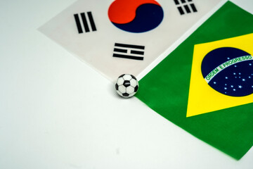 Brazil vs South Korea, Football match with national flags