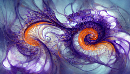 abstract fractal background with drops, abstract background with swirls, abstract fractal background, orange and violet-purple, illustration, digital