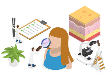 3D Isometric Flat  Conceptual Illustration of Dermatology