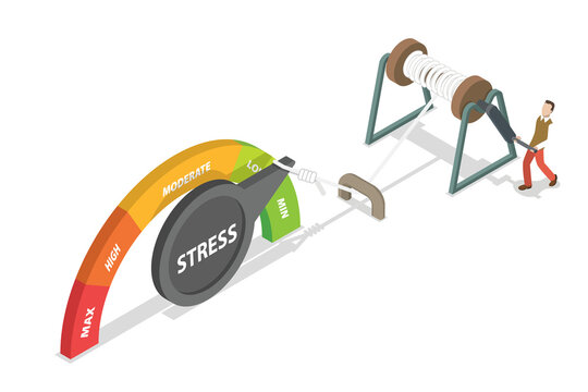3D Isometric Flat  Conceptual Illustration of Stress Management