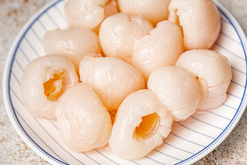lychee canned fruit fresh delicious snack healthy meal food snack diet on the table copy space food background rustic top view