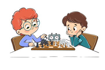 Children playing chess having fun. - 550433370