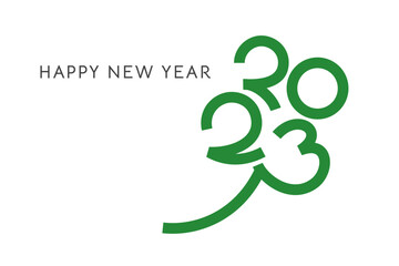 Creative 2023 Happy New Year logo shaped to Four leaf clover design. Wish of good Luck.