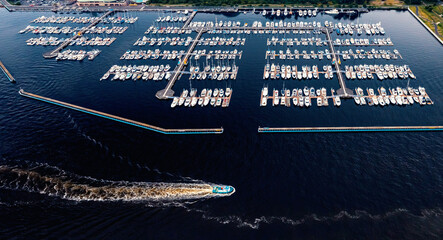 Yumenoshima Marina boats docked in Koto city, Tokyo, Japan