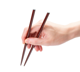 箸を持つ手_食べ物をつまむイメージ（背景透過切り抜き合成用png素材）