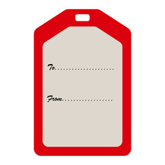 Simple present gift red name tag with to from lines