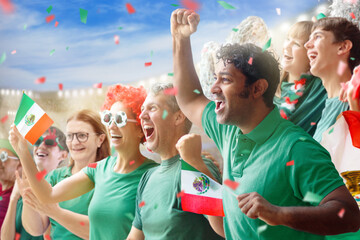Mexico football team supporter on stadium.