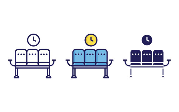 Waiting Chair Line And Glyph Icon, Vector Illustration