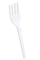 Eco-friendly disposable utensils like fork on white background.