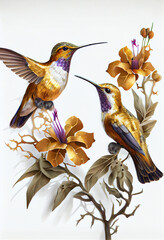 Golden Hummingbird Art