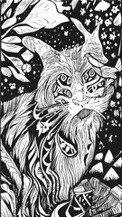 Fototapeta premium Christmas line-art