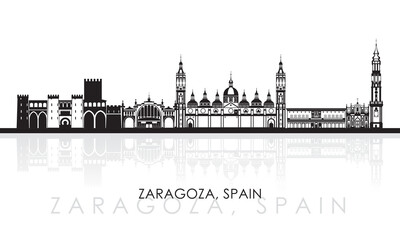 Obraz premium Silhouette Skyline panorama of Zaragoza, Aragon, Spain - vector illustration