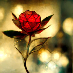 Red flower made of glass