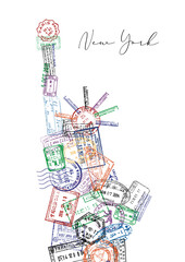 Passport stamp statue of liberty poster