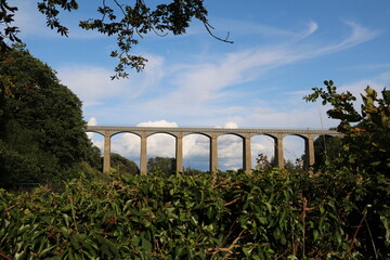 View to navigable Pontcysyllte Aqueduct, Wales United Kingdom