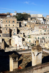 Fototapeta na wymiar View of Matera, European cultural capital city in Italy and famous World Heritage site