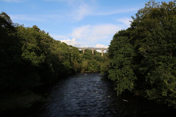 Fototapeta na wymiar River Dee and navigable Pontcysyllte Aqueduct, Wales United Kingdom