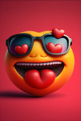 Fototapeta na wymiar Funny comic emoji in love