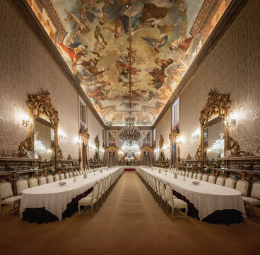 Banqueting Hall at Palace of Ajuda Interior - Lisbon, Portugal