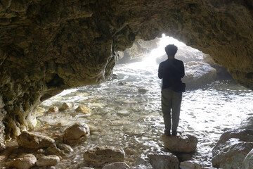 Devil s cave by seaside in Leuca di Santa Maria, Puglia Italy, Europe