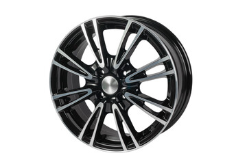 Obraz premium Сast wheel disc isolated on a white background. Black car disc.