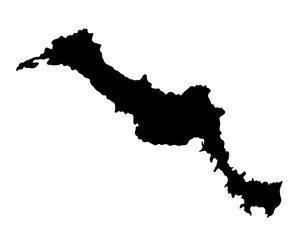 Greek island Euboea map vector silhouette isolated on white background. Evia map silhouette, island of Greece. - obrazy, fototapety, plakaty