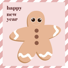Christmas greeting card with gingerbread.