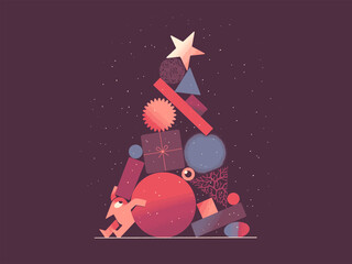 Naklejka premium Merry Christmas and Happy New Year Christmas Celebration Postcard Website illustrations 2023