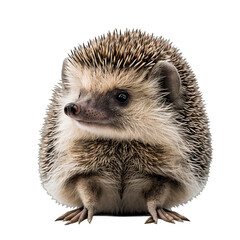 Wild hedgehog isolated on transparent background closeup photo