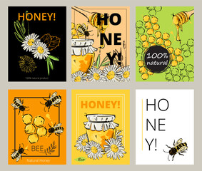 Vector abstract illustration. Banner design on the theme of honey. Natural product