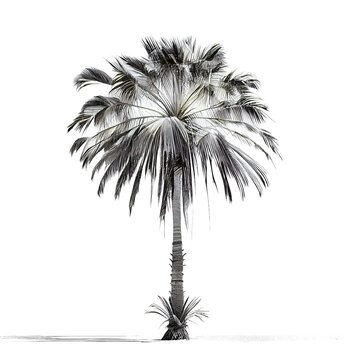 Tropical palm tree silhouette isolated on transparent background. Generative AI