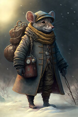 Tiny mouse adventurer, winter warrior