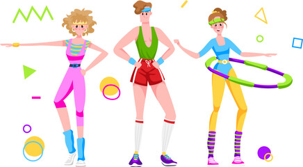 Retro disco, bright dance, party music, vintage art, fashion style, woman holiday flyer, design, flat style vector illustration.