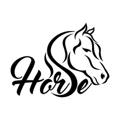 modern simple arabian horse logo - obrazy, fototapety, plakaty