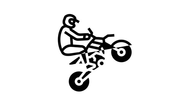 motocross extreme sport line icon animation