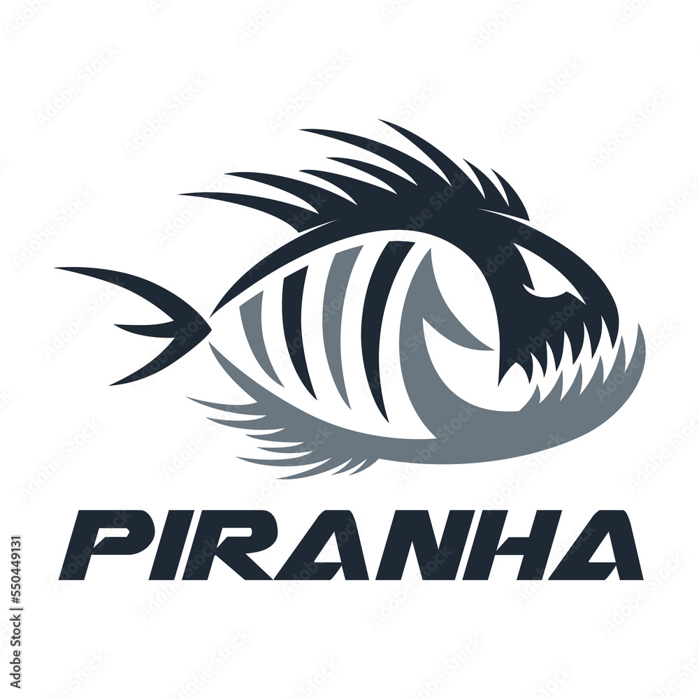 Poster modern fish predator piranha logo