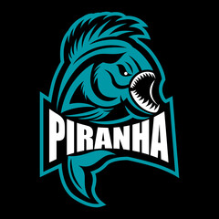 Modern fish predator piranha logo