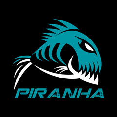 Modern fish predator piranha logo