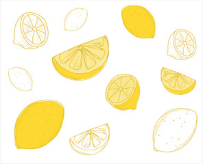 Seamless pattern of hand drawn lemons.