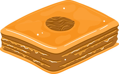 Small cake, sweet delicious muffin, chocolate berry food, pastry baked, isolated on white, design, flat style vector illustration.