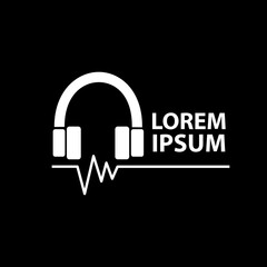 Headsets silhouette. Headset logo and symbol. Flat design. For relaxatic audio illustration. Podcasts. Broadcast. Studio. Customer service.