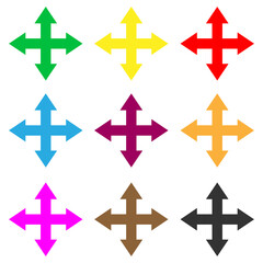 Move arrows icon vector illustration in filled line style, use for website mobile app presentation four ways hand drawn icon , designed for web and app arrow colorful 

