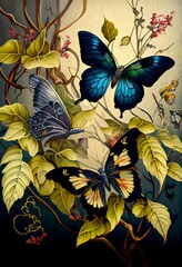Obraz na płótnie Canvas Generated AI render of butterflies